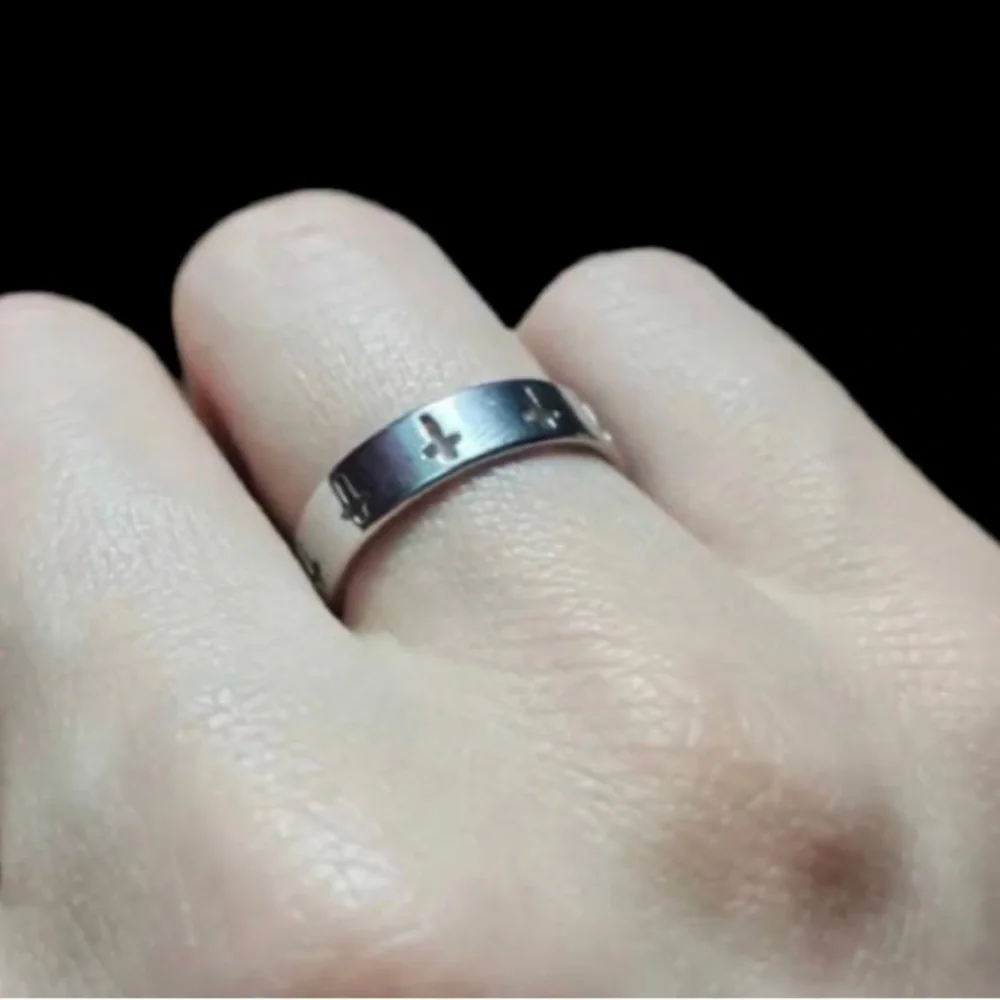 Unisex Titanium Ring Christian Cross